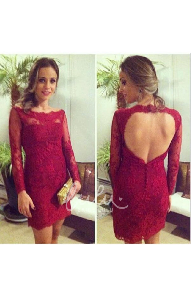 Sheath Lace Keyhole Back Party Dress Mini & Alluring