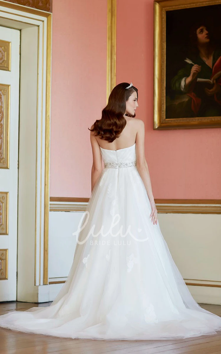 Sweetheart Jeweled Tulle Wedding Dress with V-Back A-Line