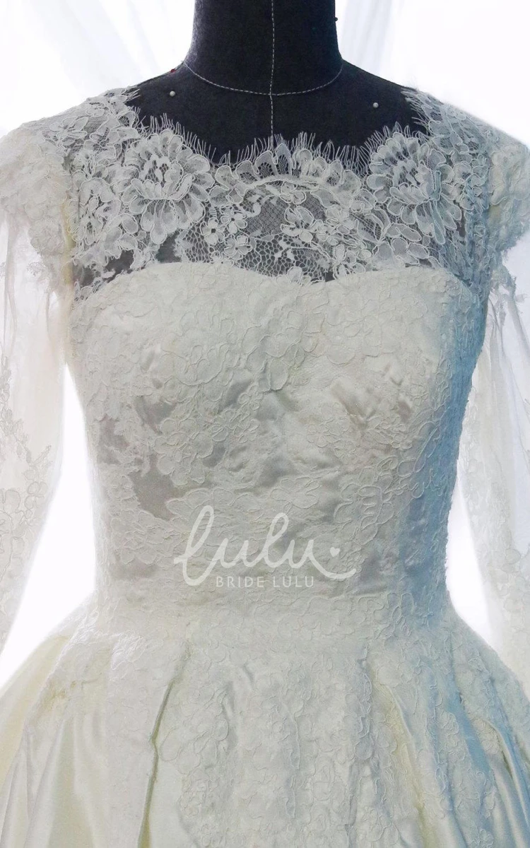 Dreamy Lace Bodice Satin A-Line Wedding Dress