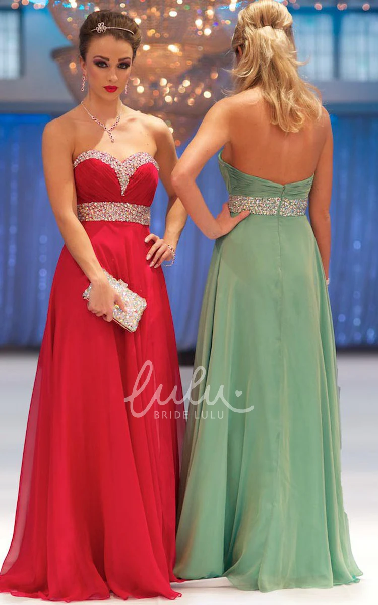 Maxi Chiffon Prom Dress with Ruched Sweetheart Neckline