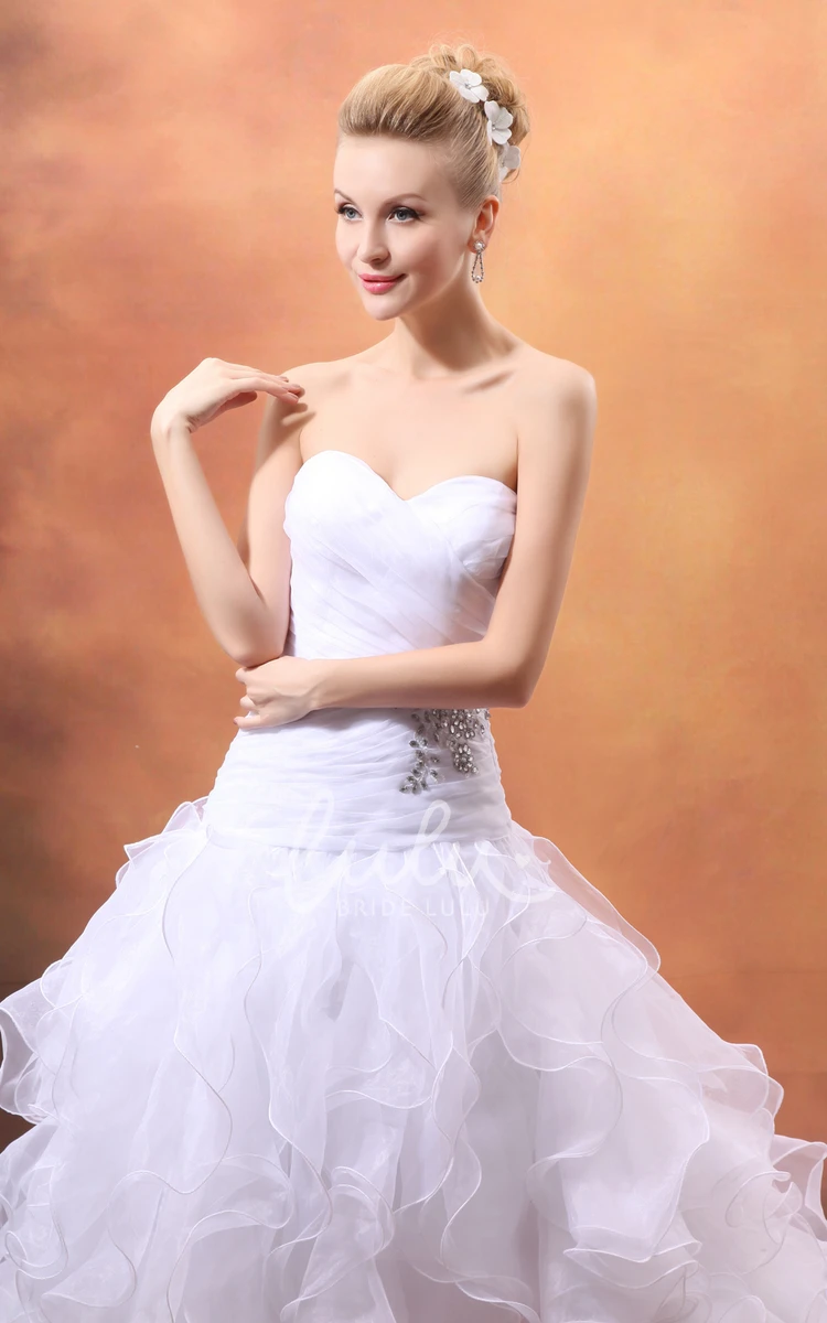 Organza Wedding Gown Sleeveless A-Line Sweetheart Ruffles