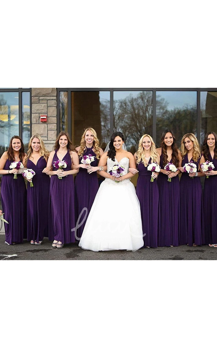 Jersey Purple Dress Floor-length and Elegant
