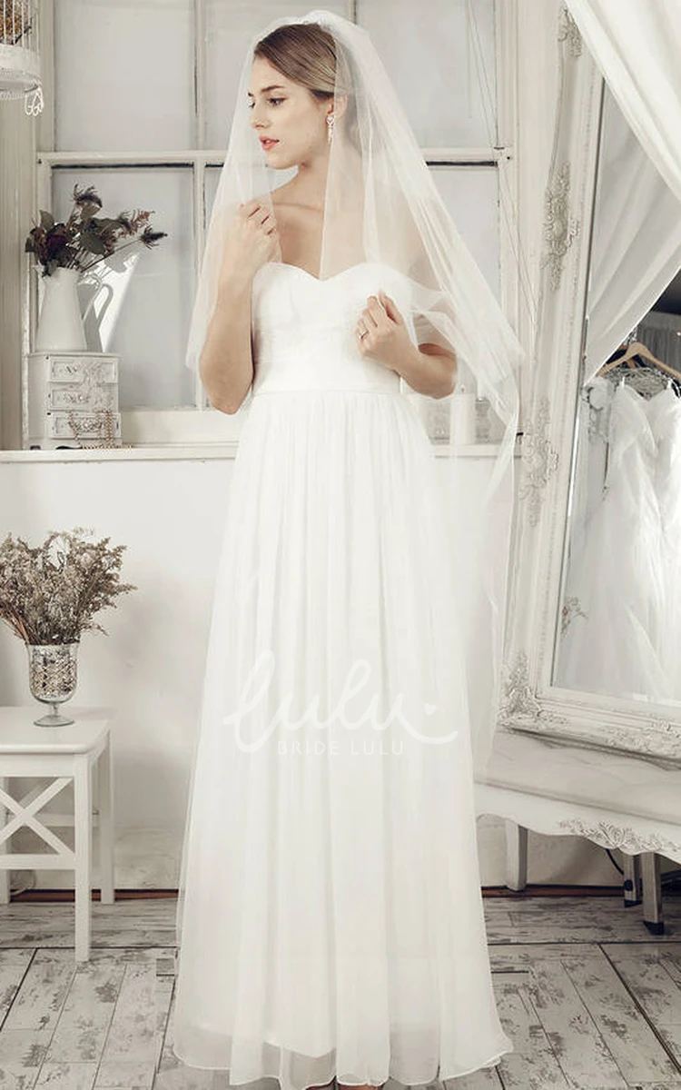 Chiffon Sweetheart Wedding Dress Sheath Empire Maxi with Zipper