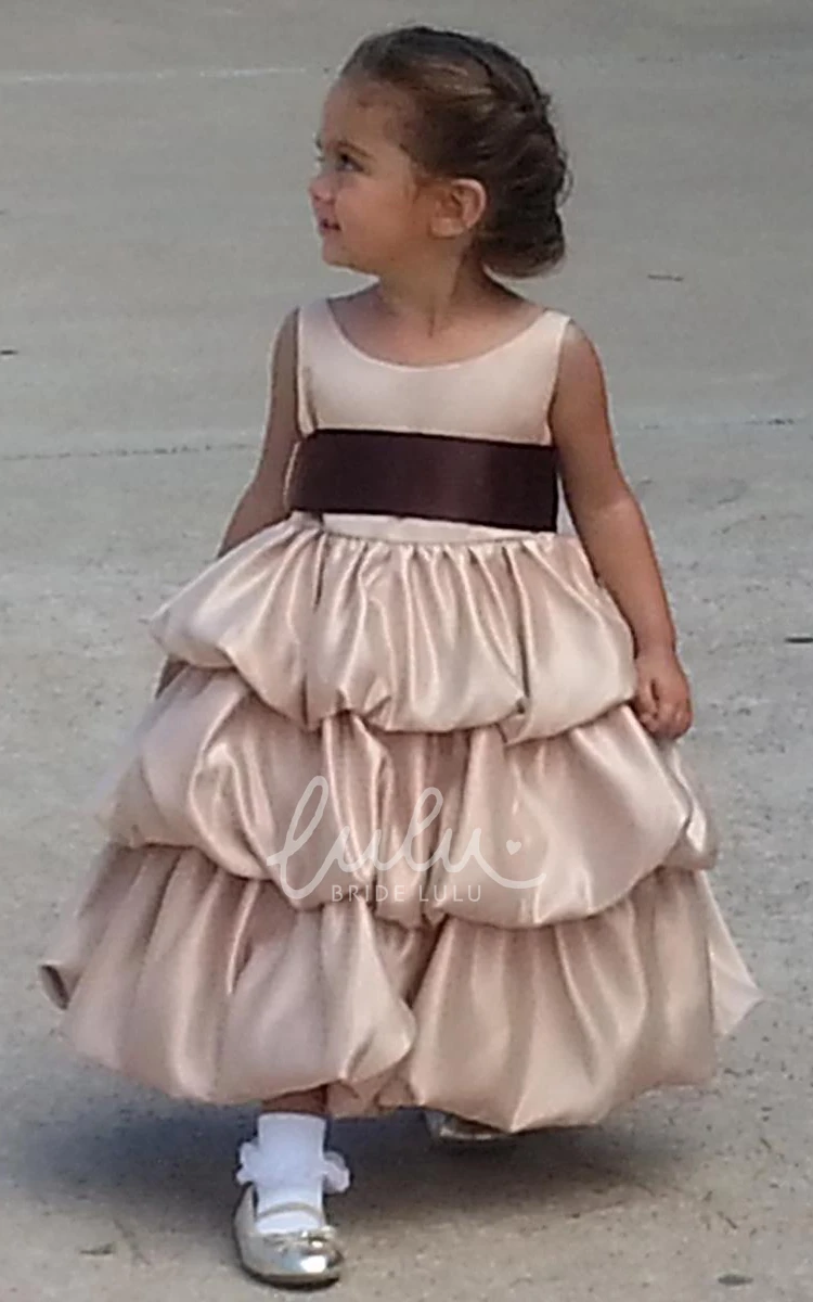 Sleeveless Satin Flower Girl Dress Tiered Elegant 2025