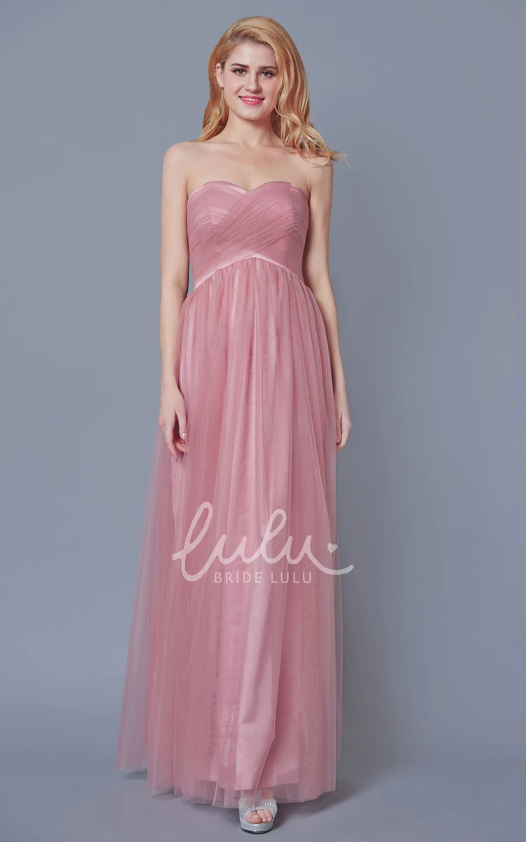 Sleeveless A-Line Tulle Bridesmaid Dress with Ruching