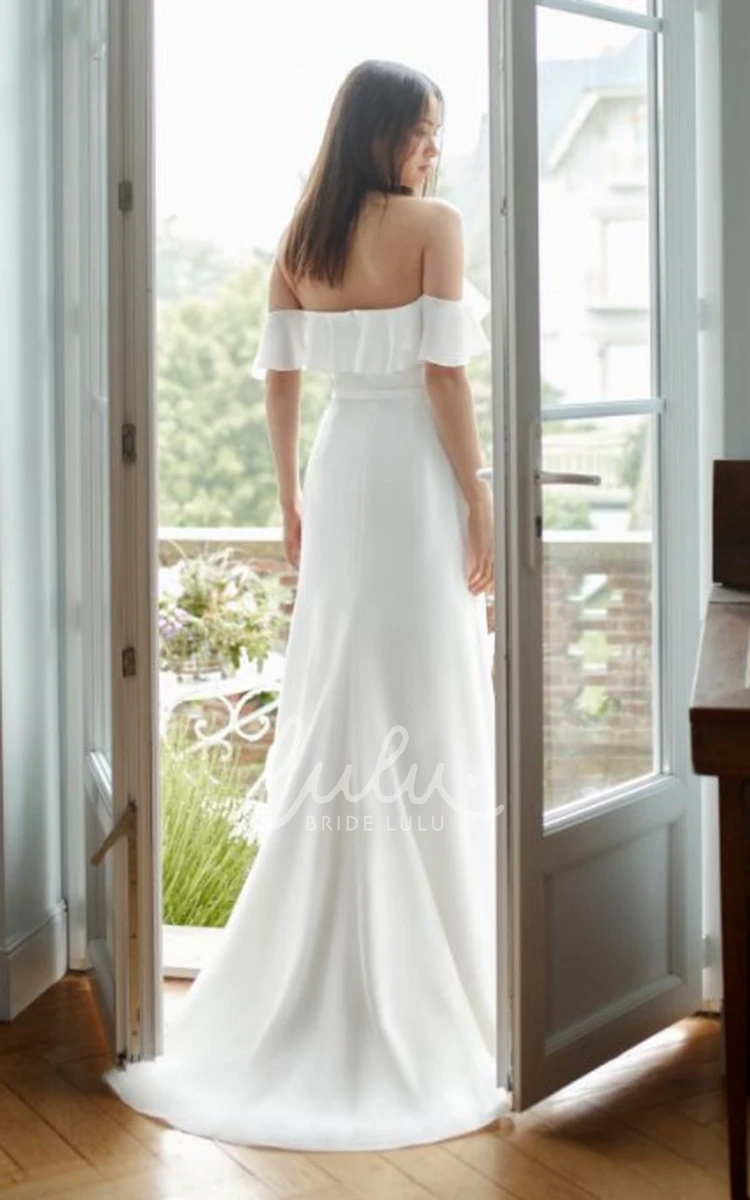 Simple Tulle Sweep Train Wedding Dress with Sleeveless Zipper Open Back