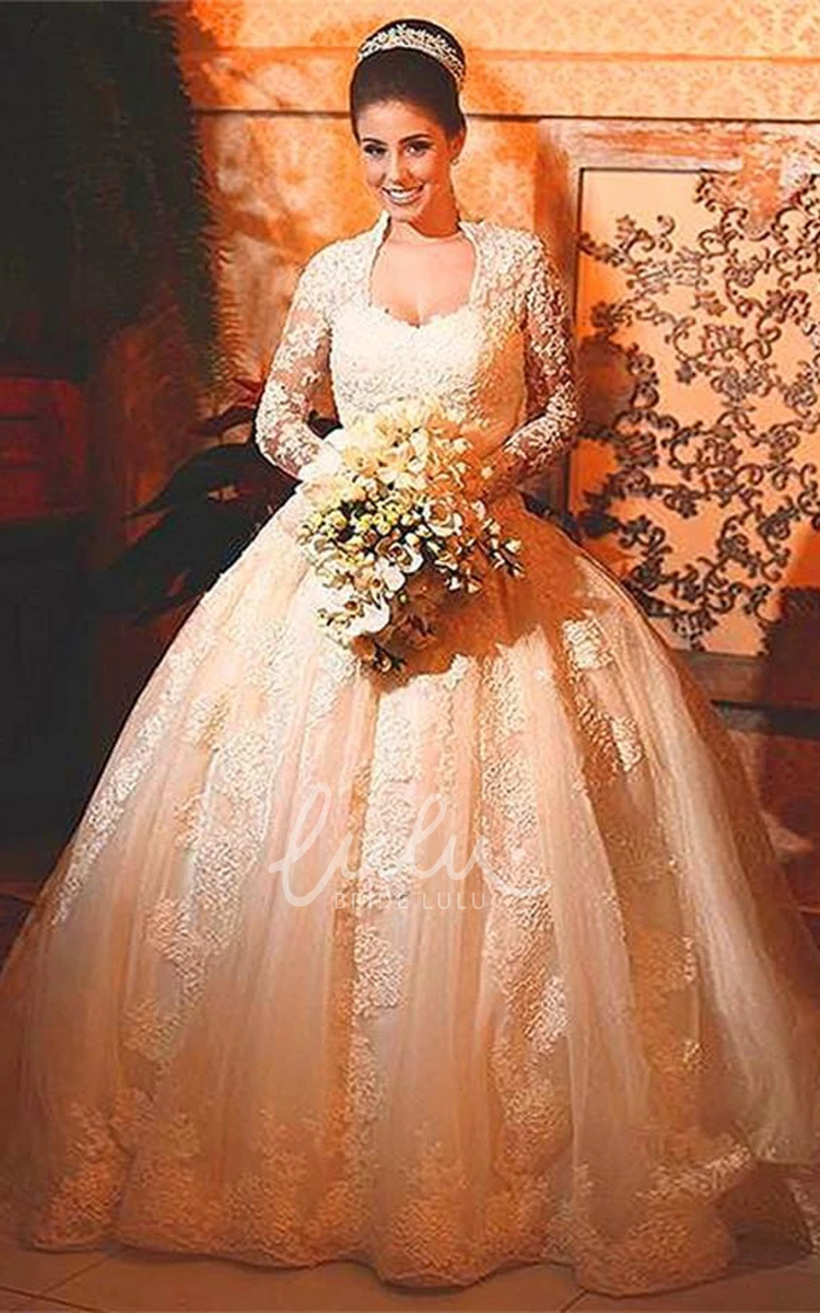 Long Sleeve Lace Wedding Dress with Ball Gown Wedding Dress