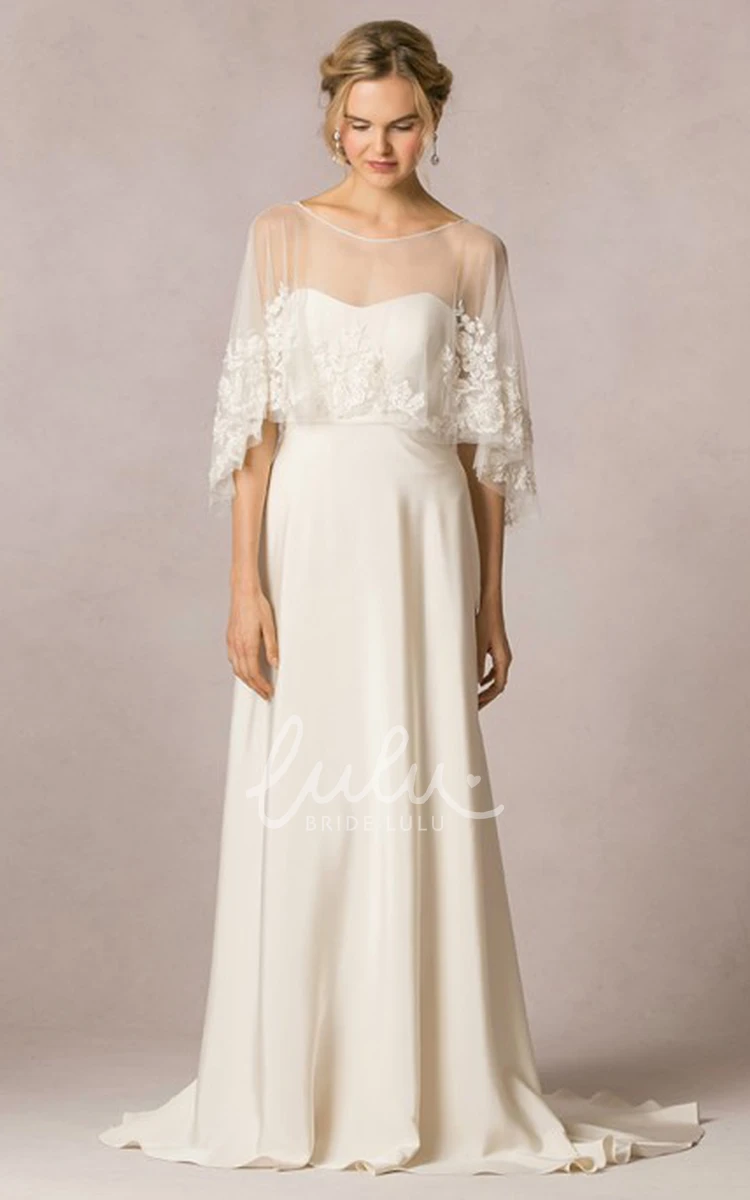 Satin Strapless Sheath Wedding Dress with Long Sleeves