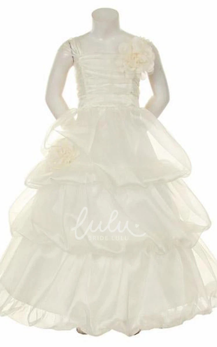 Ruffled Tiered Organza Floral Dress for Flower Girls Cute and Flowy