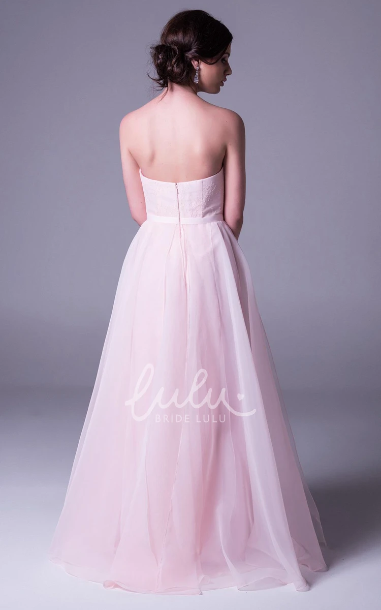 Floor-Length A-Line Tulle Sweetheart Prom Dress with Sleeveless