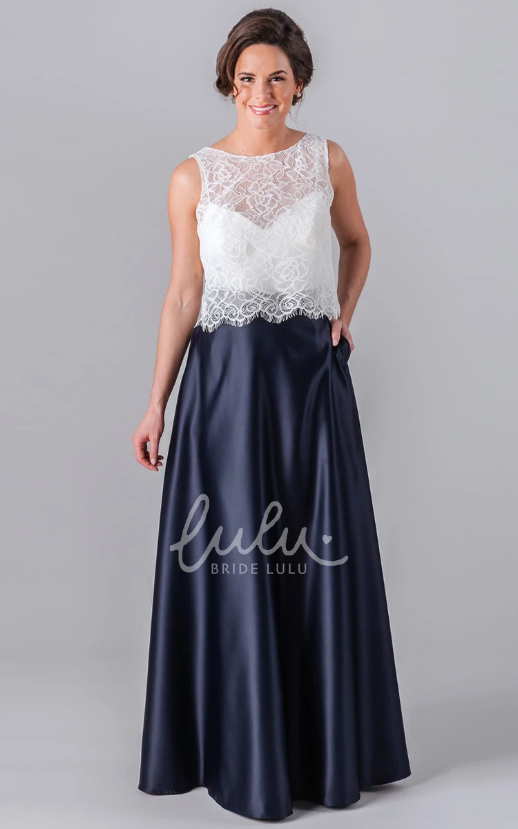 Lace Floor-Length Sleeveless Bridesmaid Dress with Scoop Neck