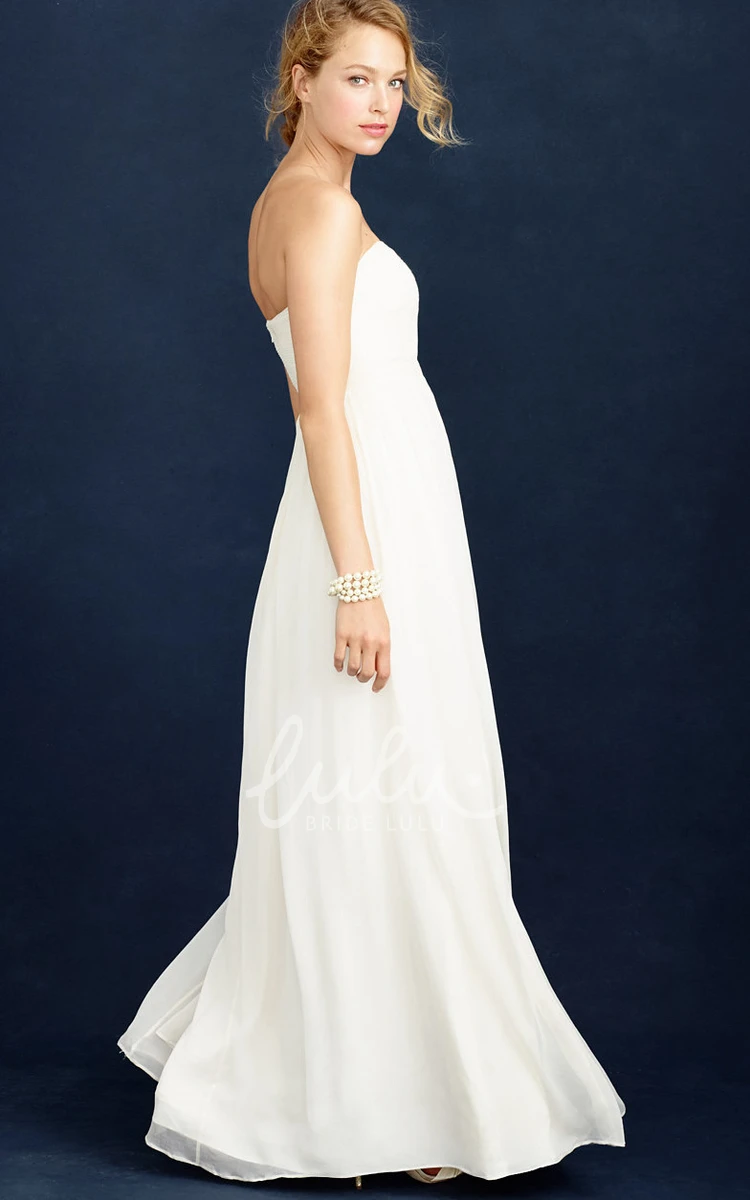 A-Line Empire Ruched Notched Long Wedding Dress Timeless Bridal Gown