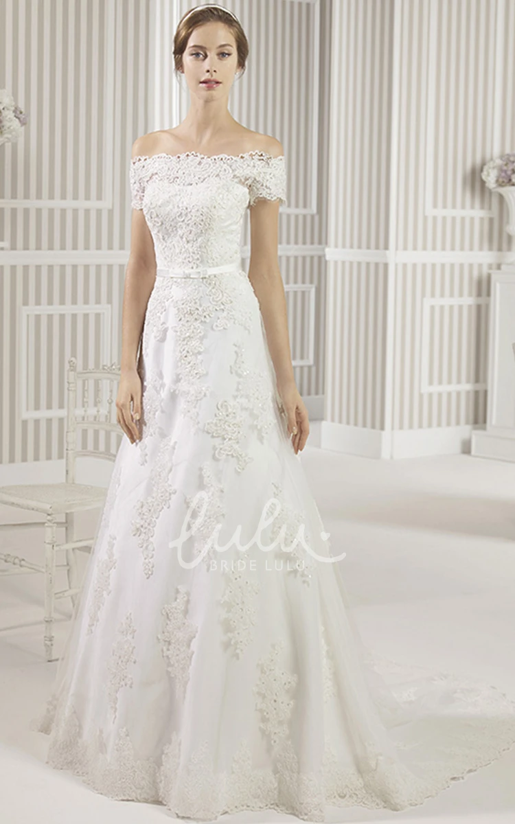 Off-The-Shoulder A-Line Lace Wedding Dress Romantic Wedding Dress