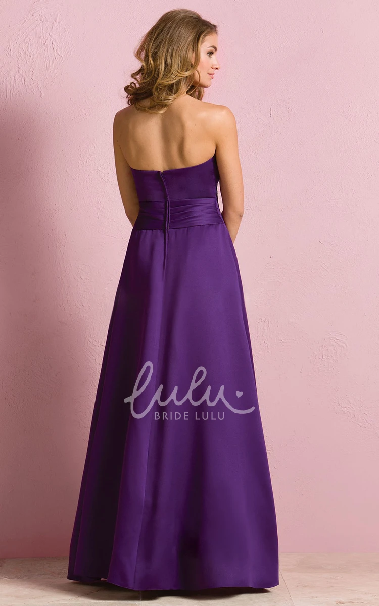 A-Line Satin Bridesmaid Dress with Ruched Bodice Unique Bridesmaid Dress