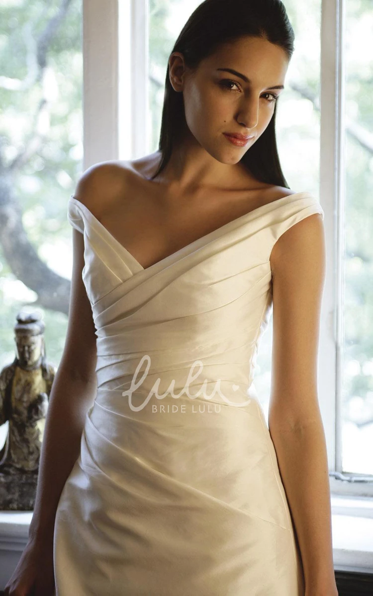 Satin Wedding Dress with V-Neckline and Criss Cross Detail