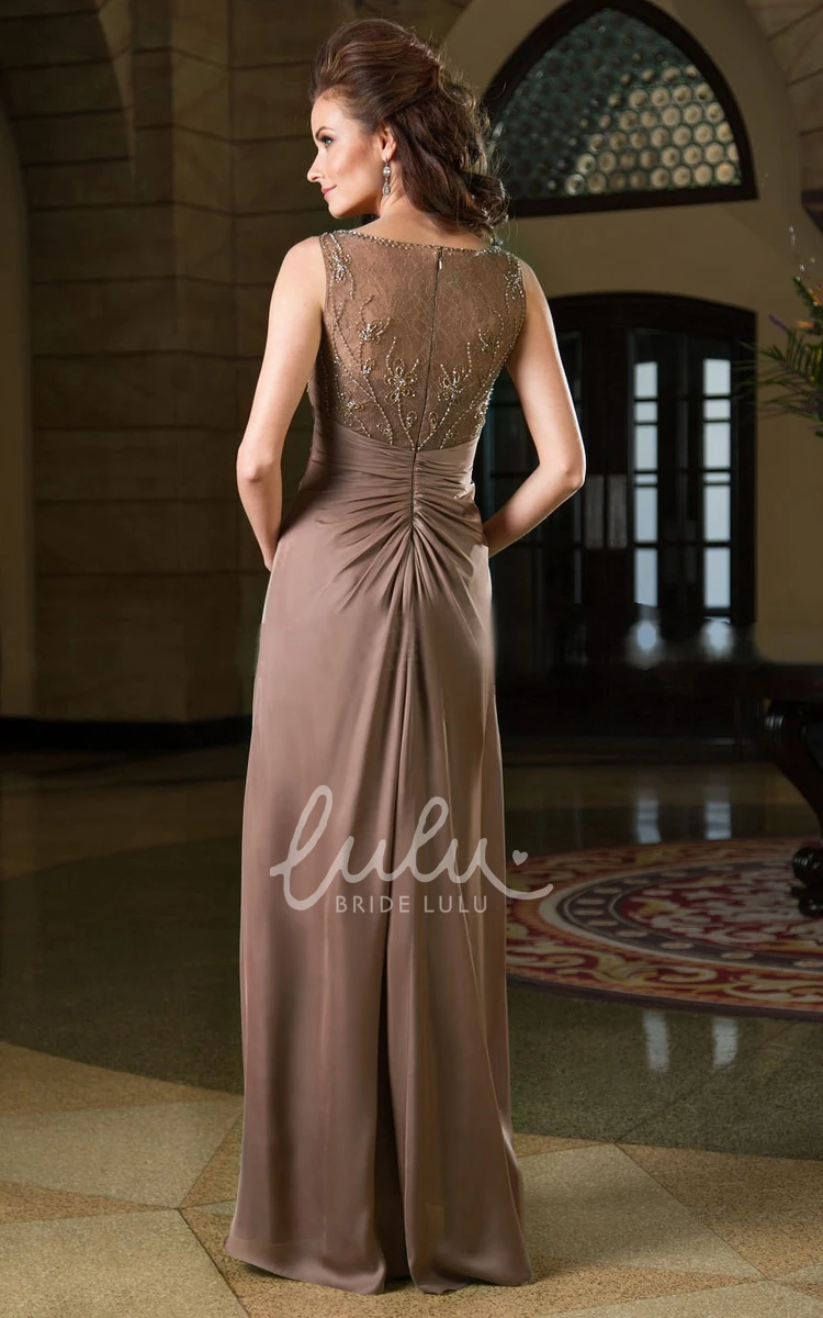 Sleeveless Bateau-Neck Gown with Beadings and Matching Shawl