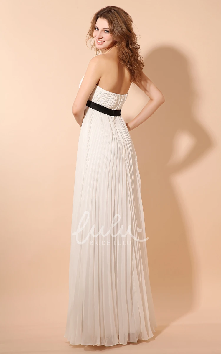 Chiffon Empire Dress with Draping and Satin Sash Classy Bridesmaid Dress