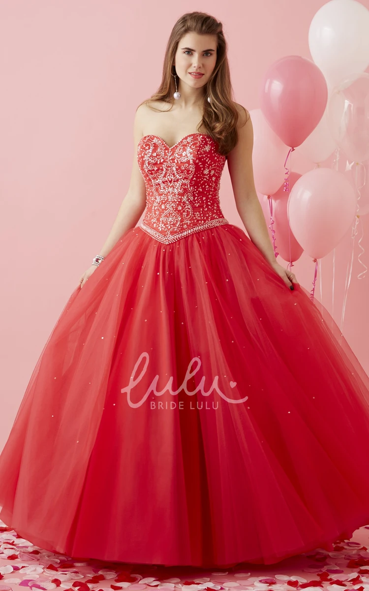 Sweetheart Tulle Lace-Up Ball Gown Formal Dress with Beading