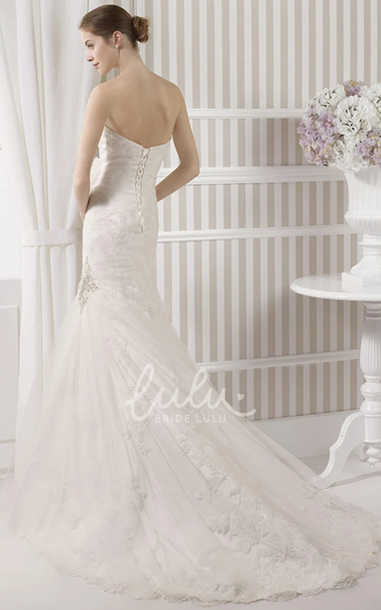 Sweetheart Lace Trumpet Wedding Dress with Appliques and Corset Back Elegant Bridal Gown