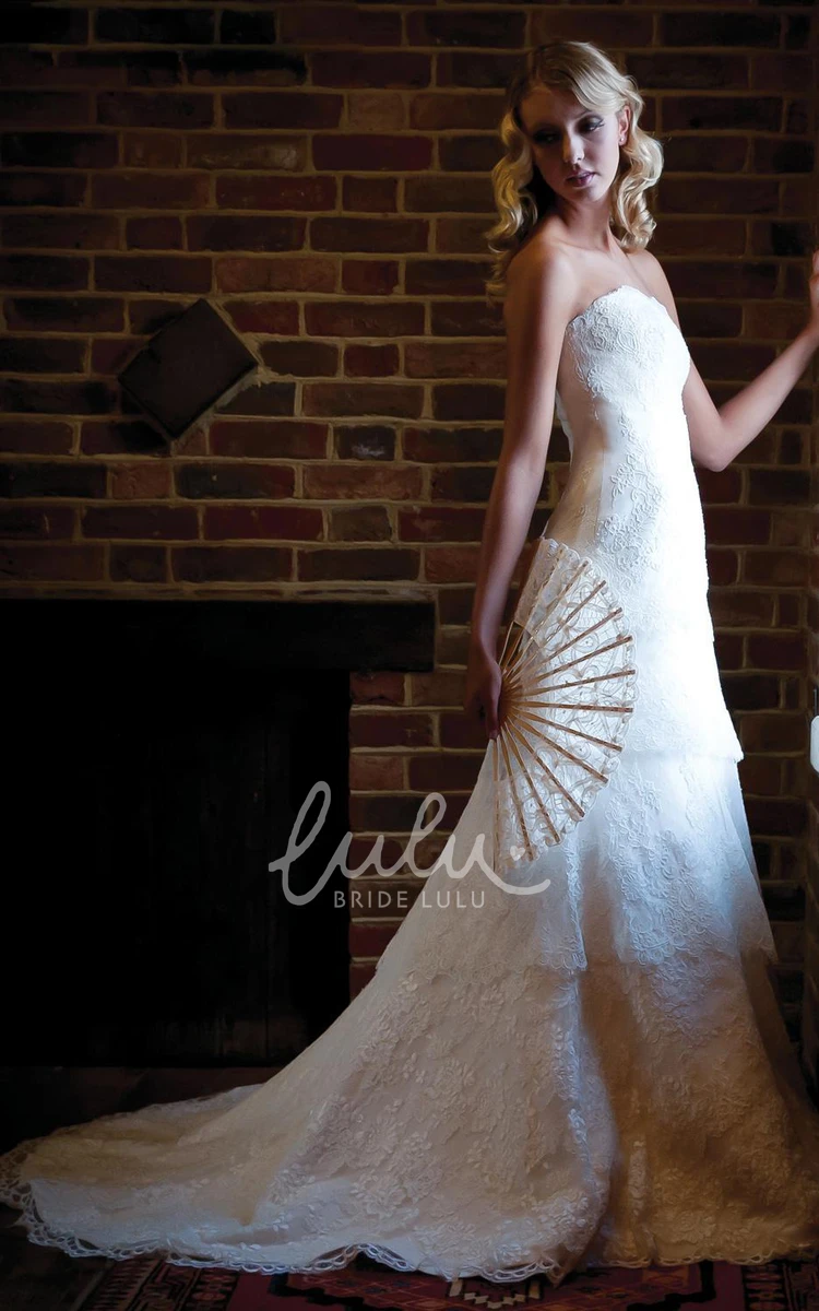A-Line Lace Wedding Dress with Tiers and Sleeveless Design