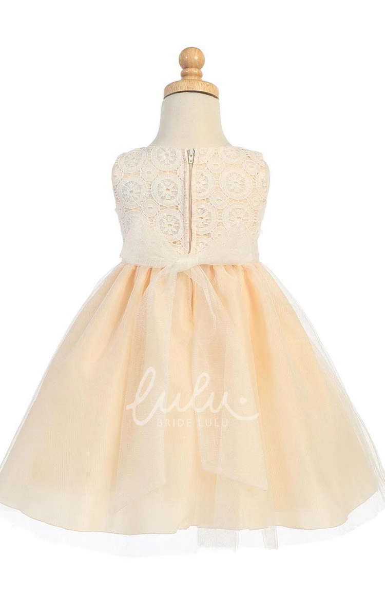Tiered Tulle & Lace Floral Wedding Flower Girl Dress Unique & Elegant