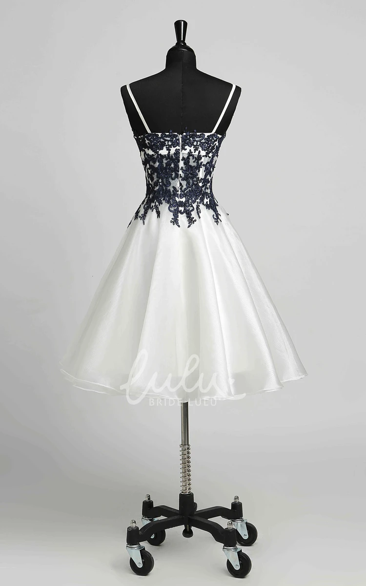 Romantic Organza A-Line Sleeveless Short Dress with Appliques and Straps