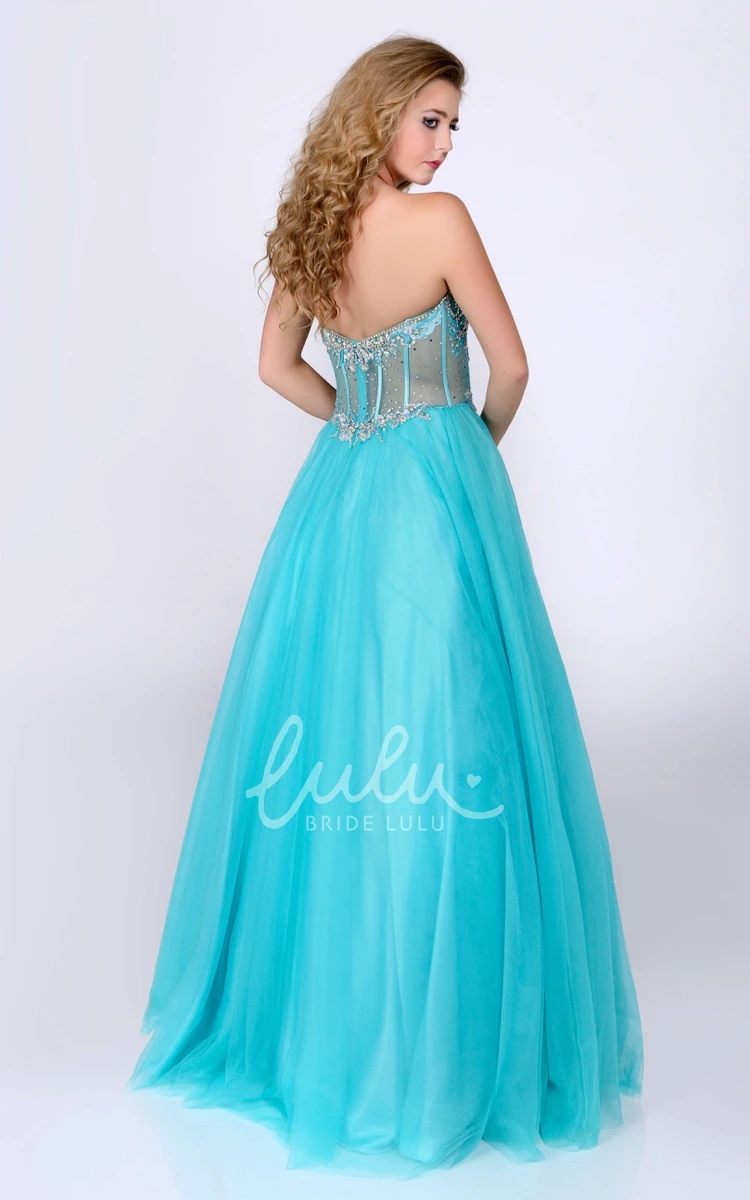 Tulle Sweetheart A-Line Gown with Rhinestone Bust Classy Formal Dress