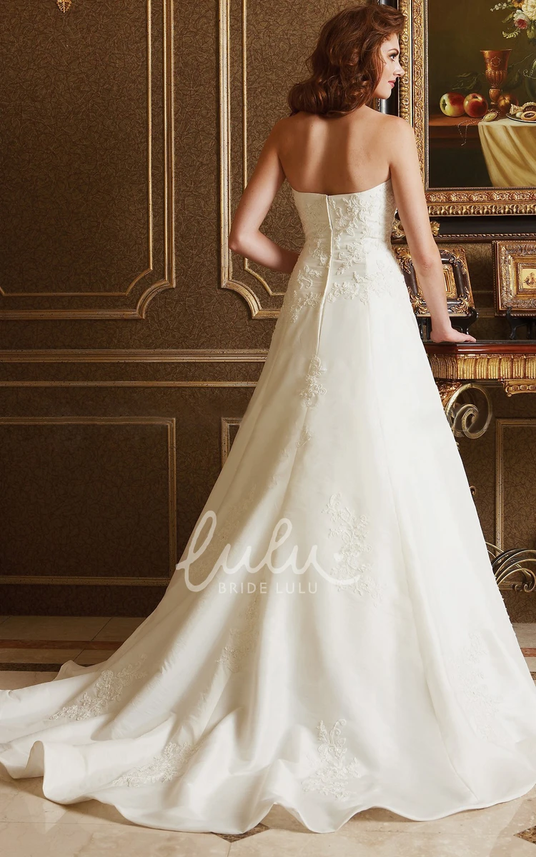 A-Line Sweetheart Wedding Dress with Floral Appliques