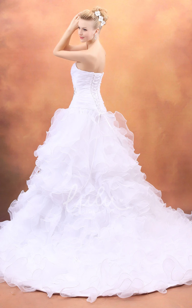 Organza Wedding Gown Sleeveless A-Line Sweetheart Ruffles