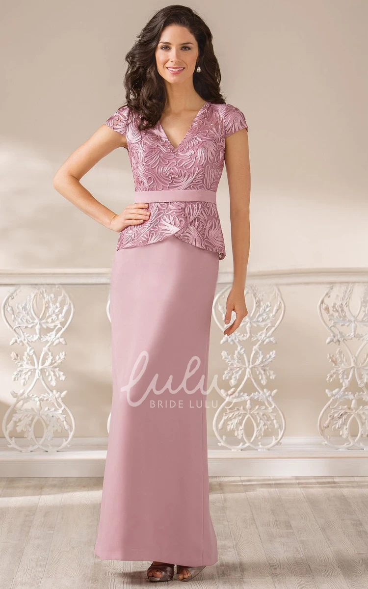 Cap-Sleeved Peplum Style Bridesmaid Dress with Appliques