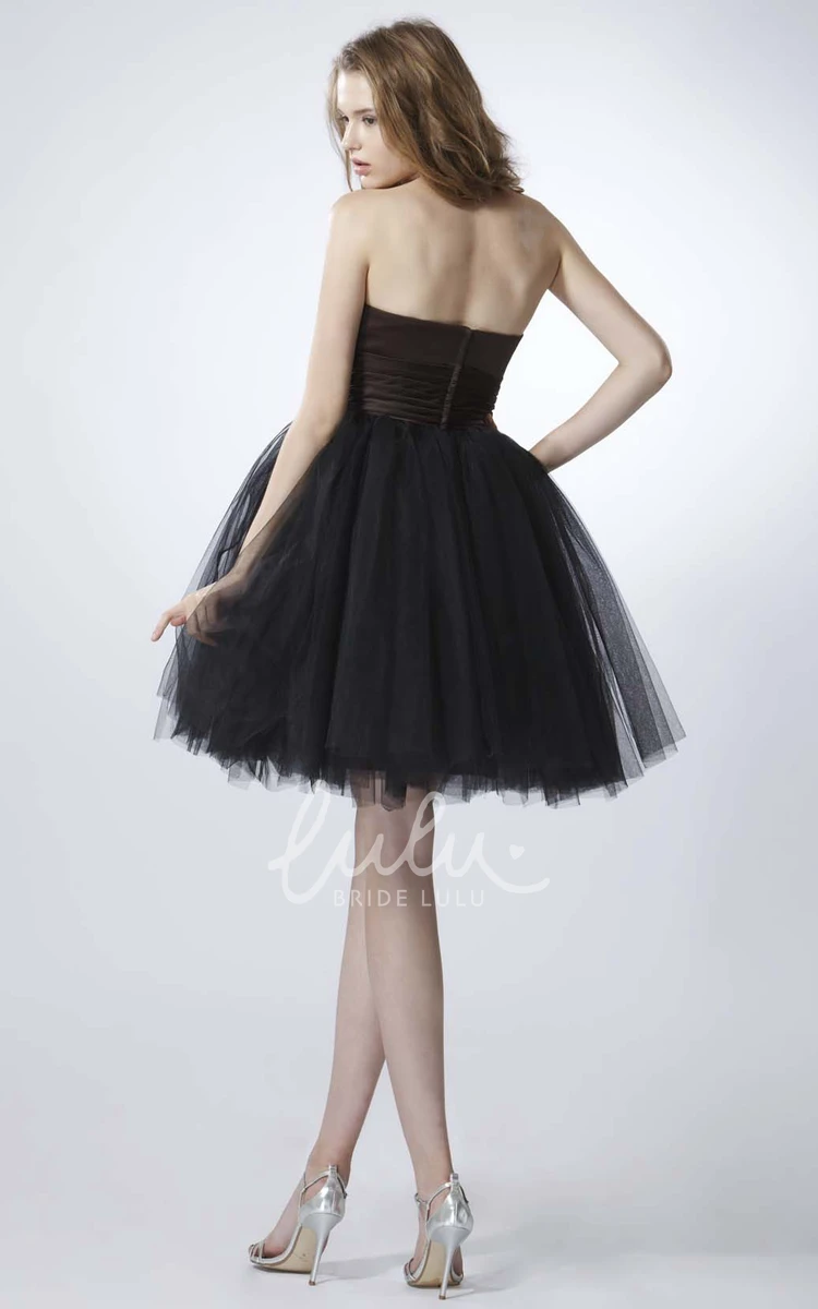 Sleeveless Tulle Bridesmaid Dress with Sweetheart Criss-Cross & A-Line Short Length