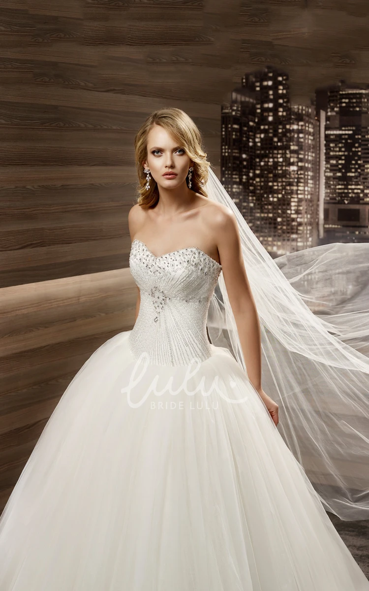 Beaded Sweetheart A-line Wedding Dress with Pleated Skirt