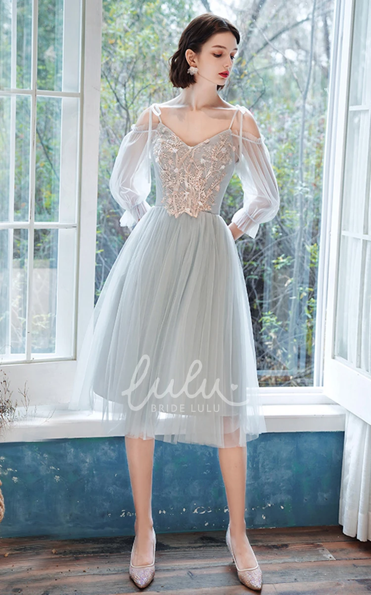 Tulle Bateau Halter A-Line Prom Dress with Appliques