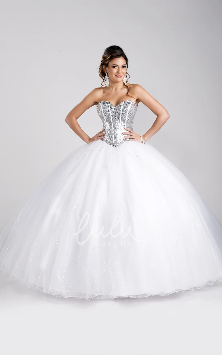 Sequined Sweetheart Ball Gown Formal Dress with Lace-Up Back