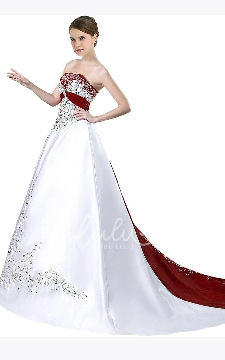 A-Line Satin Wedding Dress with Ball Gown Skirt Country Garden Style Off-the-shoulder 2024