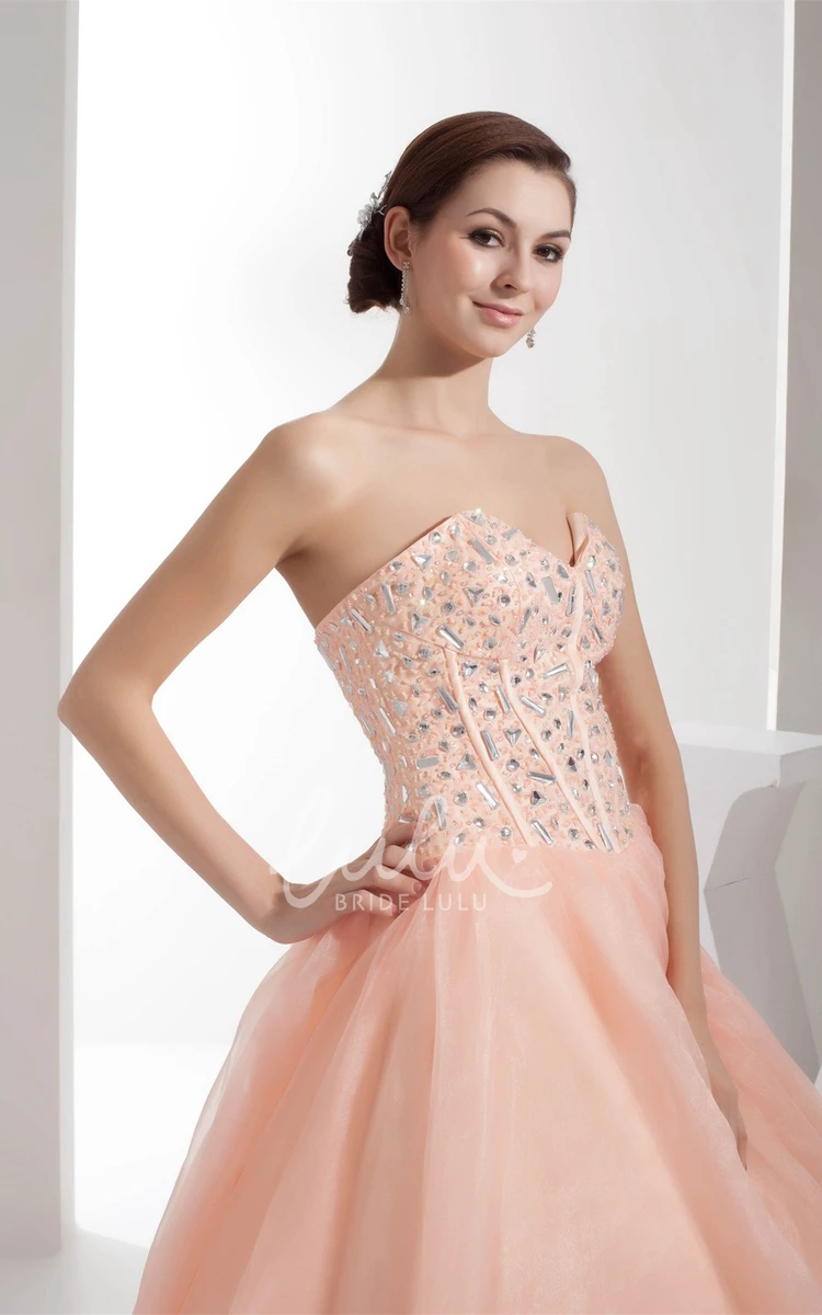 Tulle Ball Gown Prom Dress with Beading Sleeveless Sweetheart Style