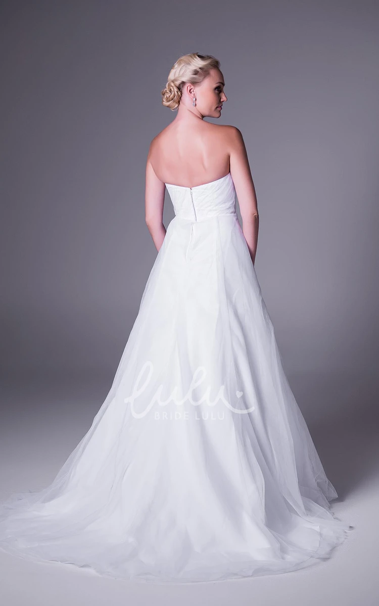 Tulle A-Line Wedding Dress with Sweetheart Neckline Ruching and Waist Jewelry