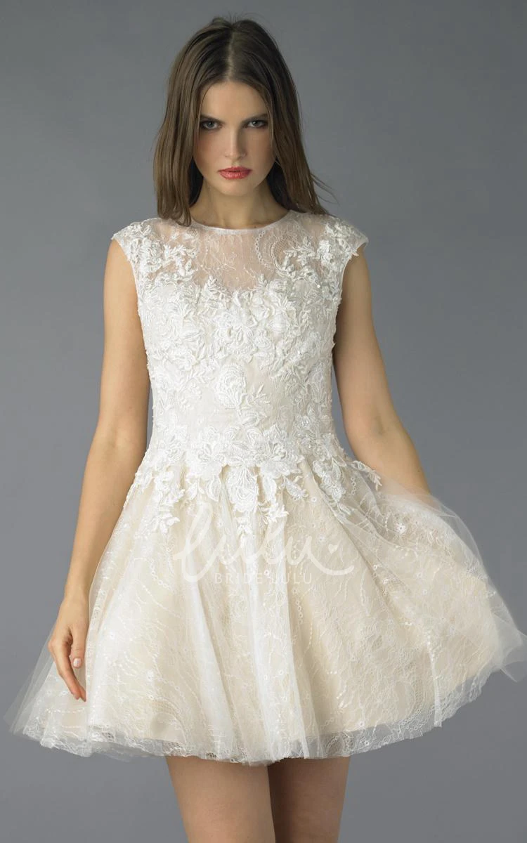 Lace Illusion High Neck Mini A-Line Formal Dress