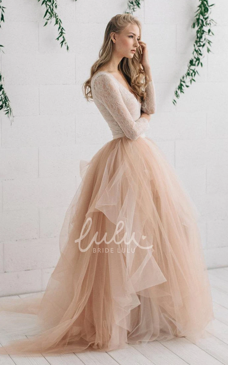 Satin Tulle Wedding Dress with Tiered Skirt and Zipper Closure