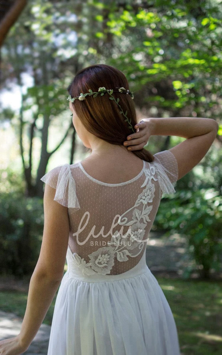 Gorgeous Bohemian Lace Cap Sleeve Wedding Dress