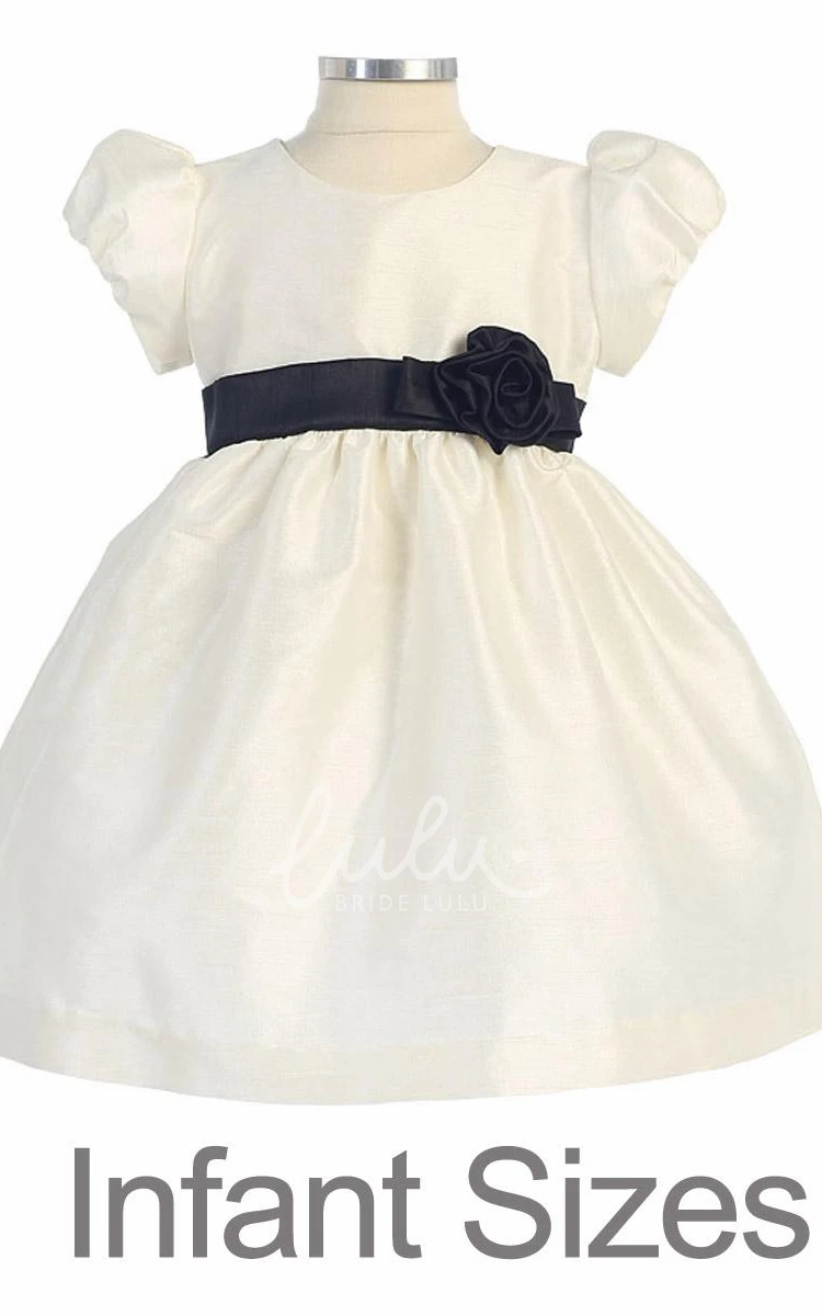 Cap-Sleeve Tiered Tea-Length Flower Girl Dress Flowy Beach Dress