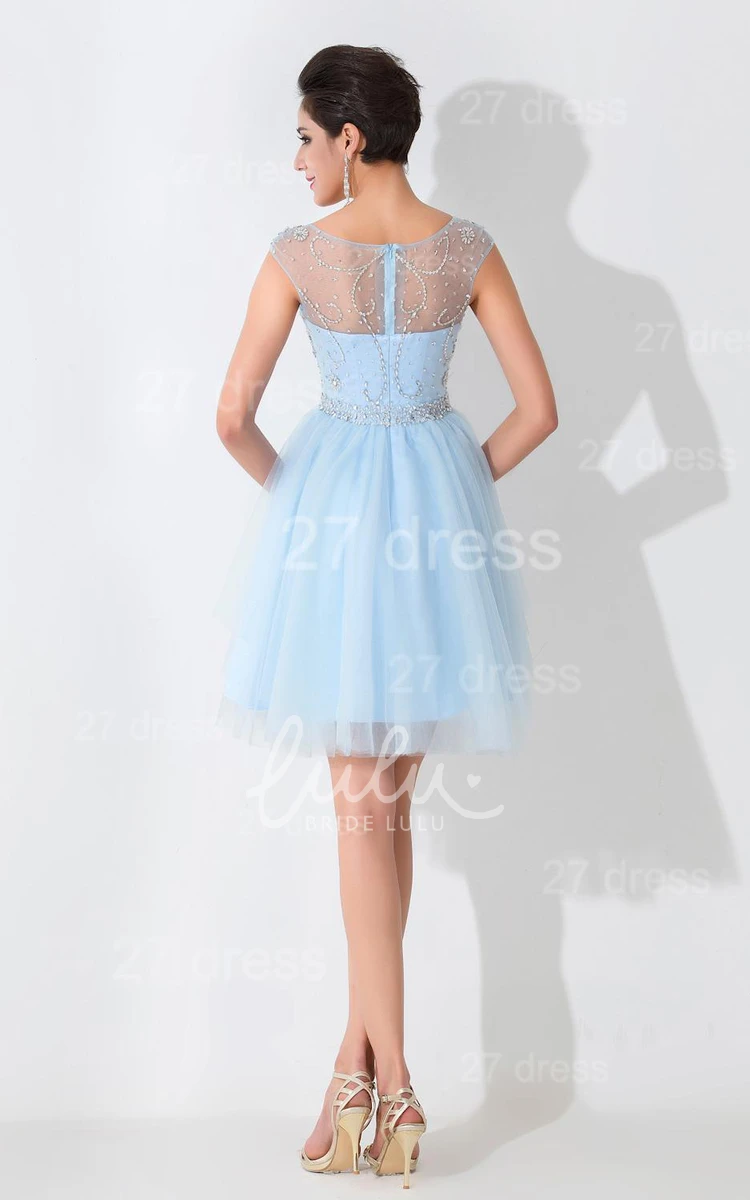 Illusion Sleeveless Cocktail Dress with Crystals Glamorous Short Prom Dress