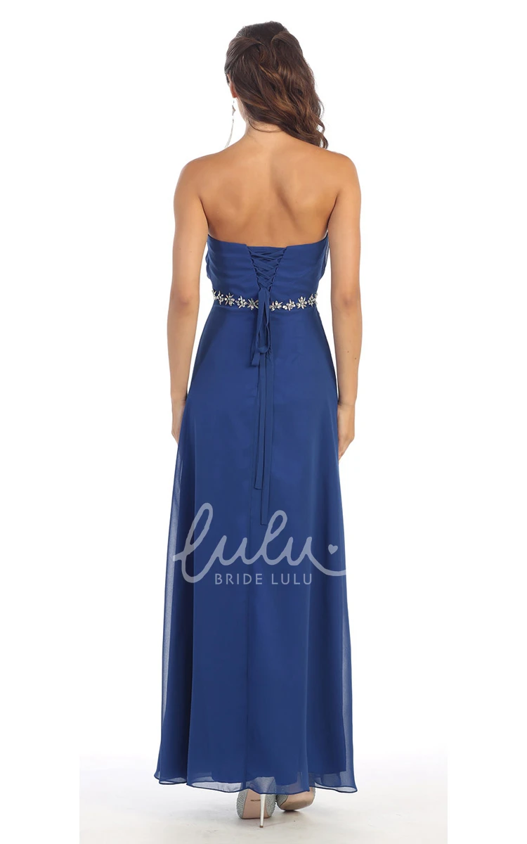 Chiffon Strapless A-Line Dress with Corset Back and Pleats Bridesmaid Dress