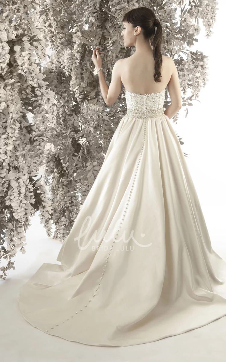 Appliqued Sweetheart Satin A-Line Wedding Dress Sleeveless