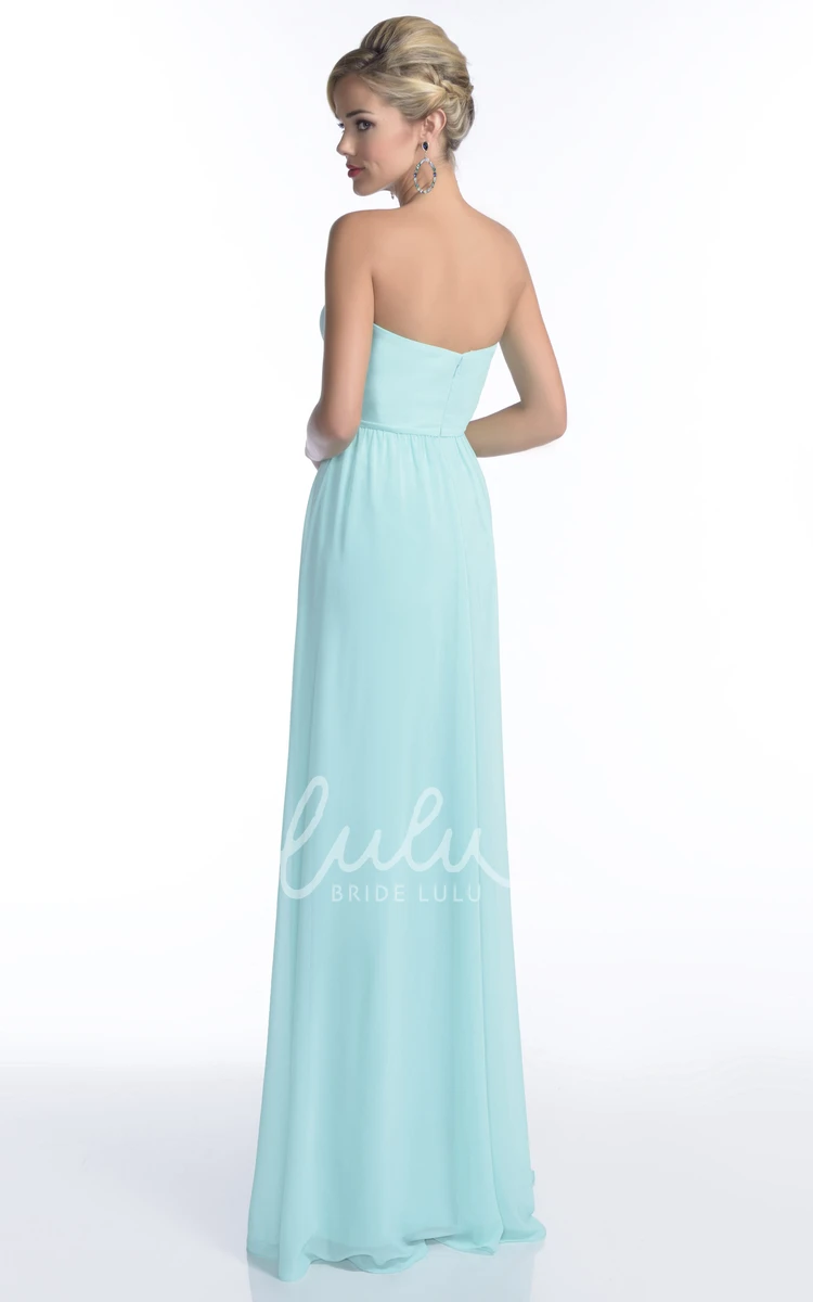 A-Line Chiffon Bridesmaid Dress with Sweetheart Neckline and Pleated Skirt