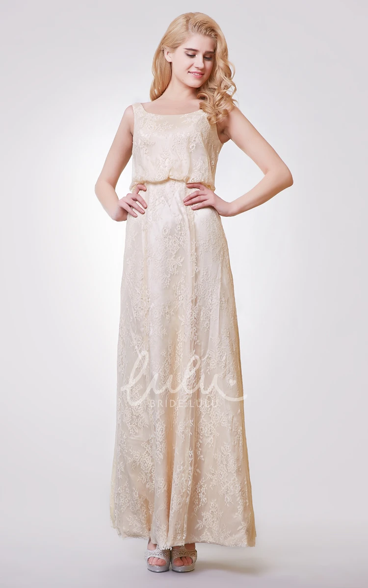 Long Lace Bridesmaid Dress with Scoop Neckline