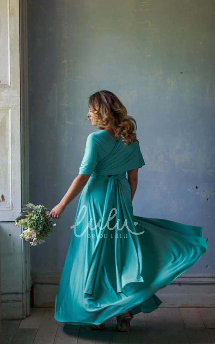 Convertible V-neck Jersey Bridesmaid Dress Elegant & Unique