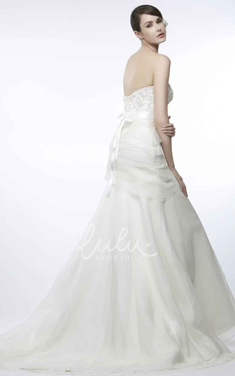 Sleeveless Sweetheart Beaded Tulle Wedding Dress A-Line