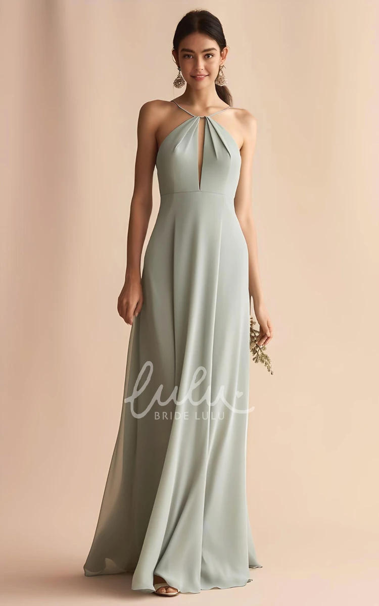 A-Line Halter Bridesmaid Dress 2024 Bohemian Floor-length
