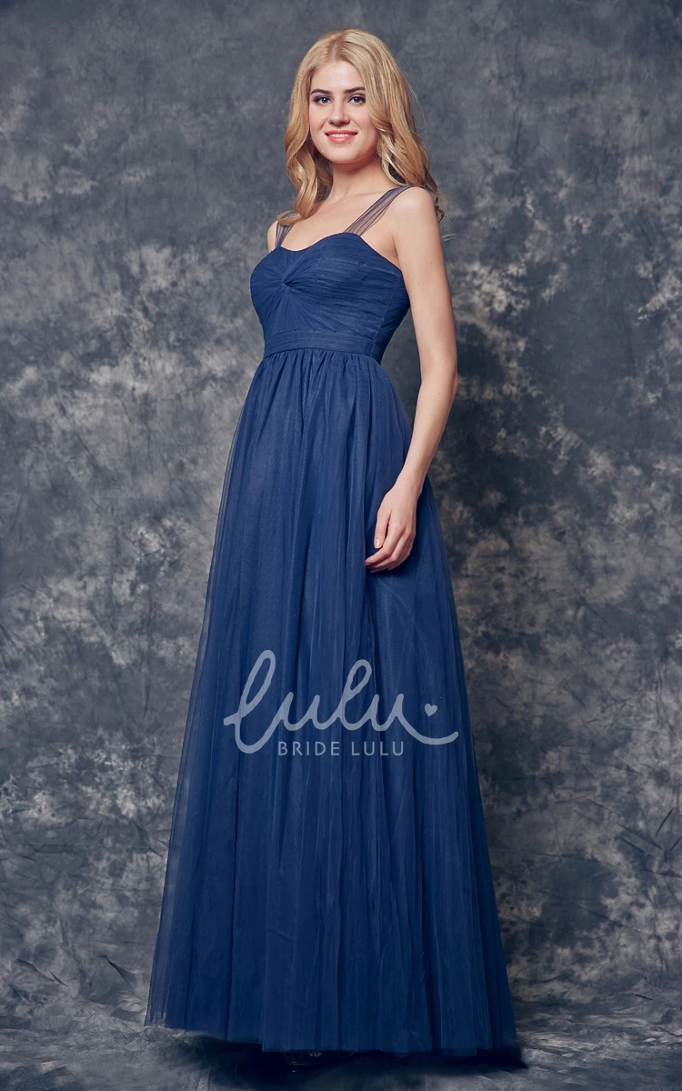 Illusion Sleeve A-line Tulle Bridesmaid Dress with Ruching